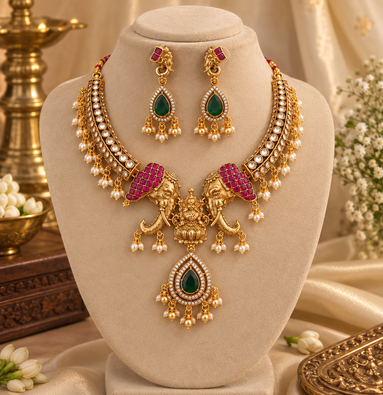 Gaja lakshmi necklace set